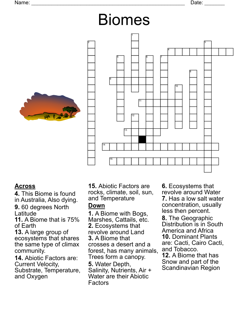 Biomes Crossword