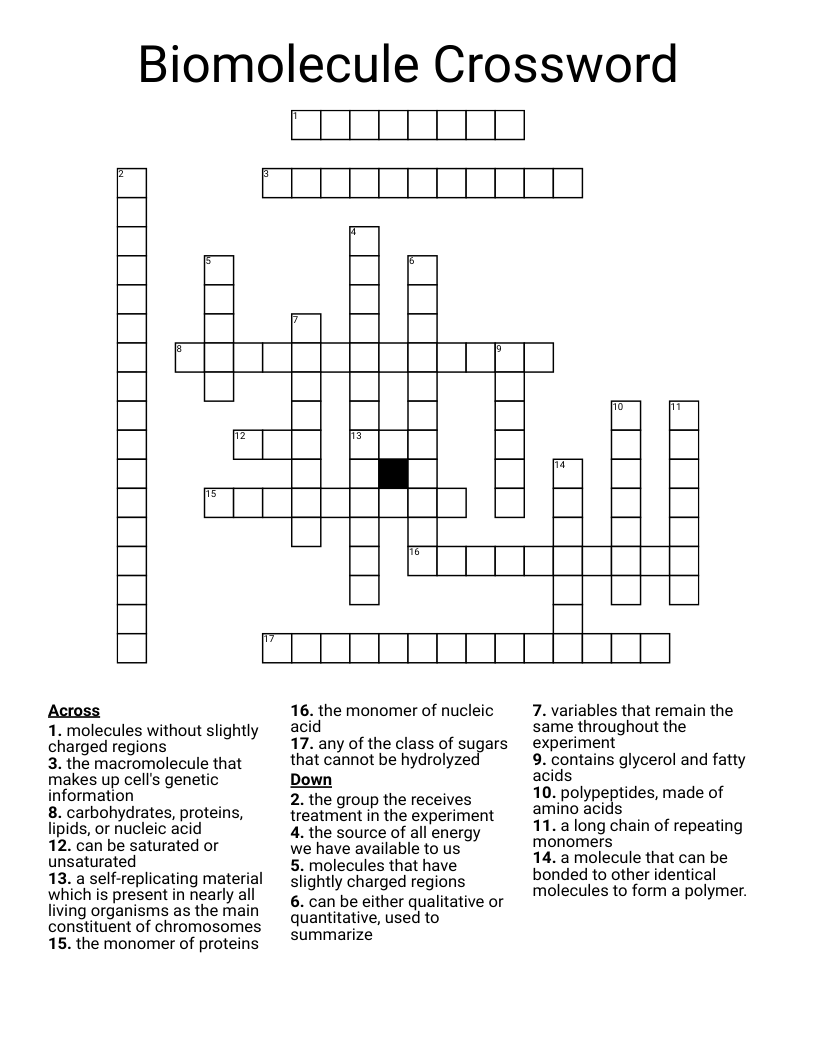 Biomolecule Crossword