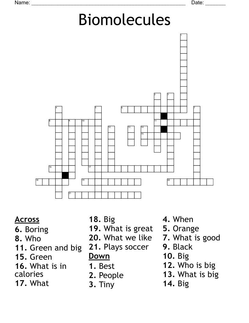 Biomolecules Crossword
