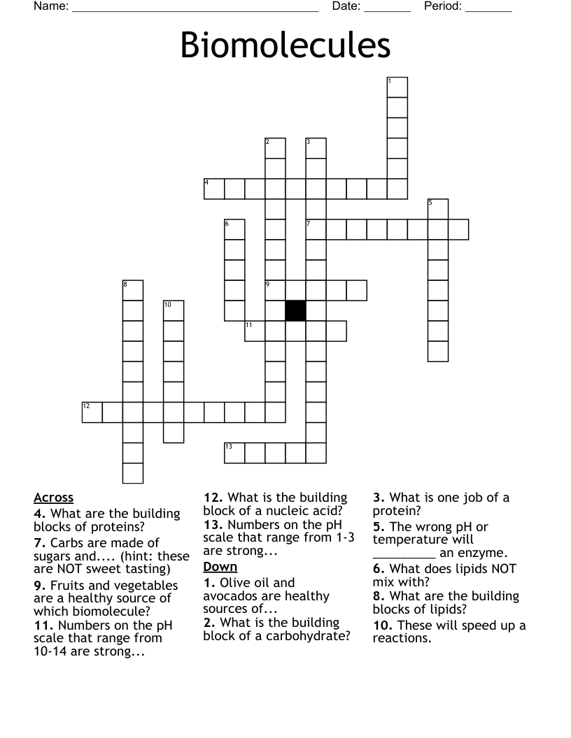 Biomolecules Crossword