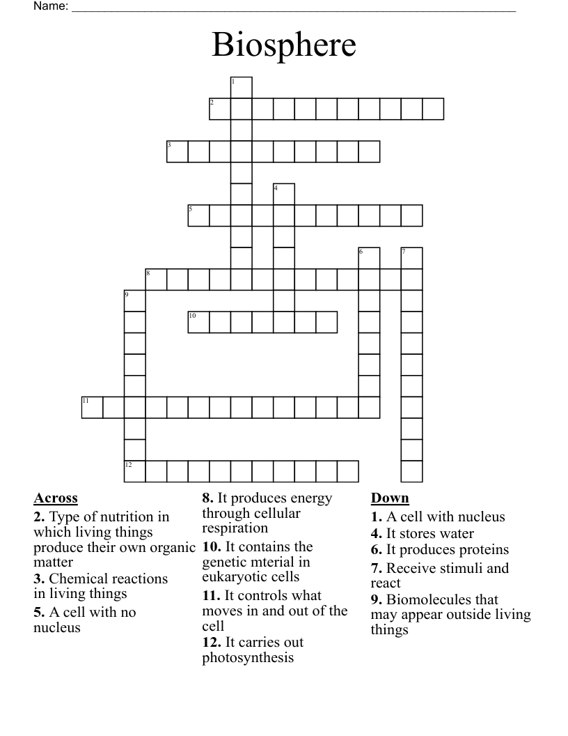 Biosphere Crossword