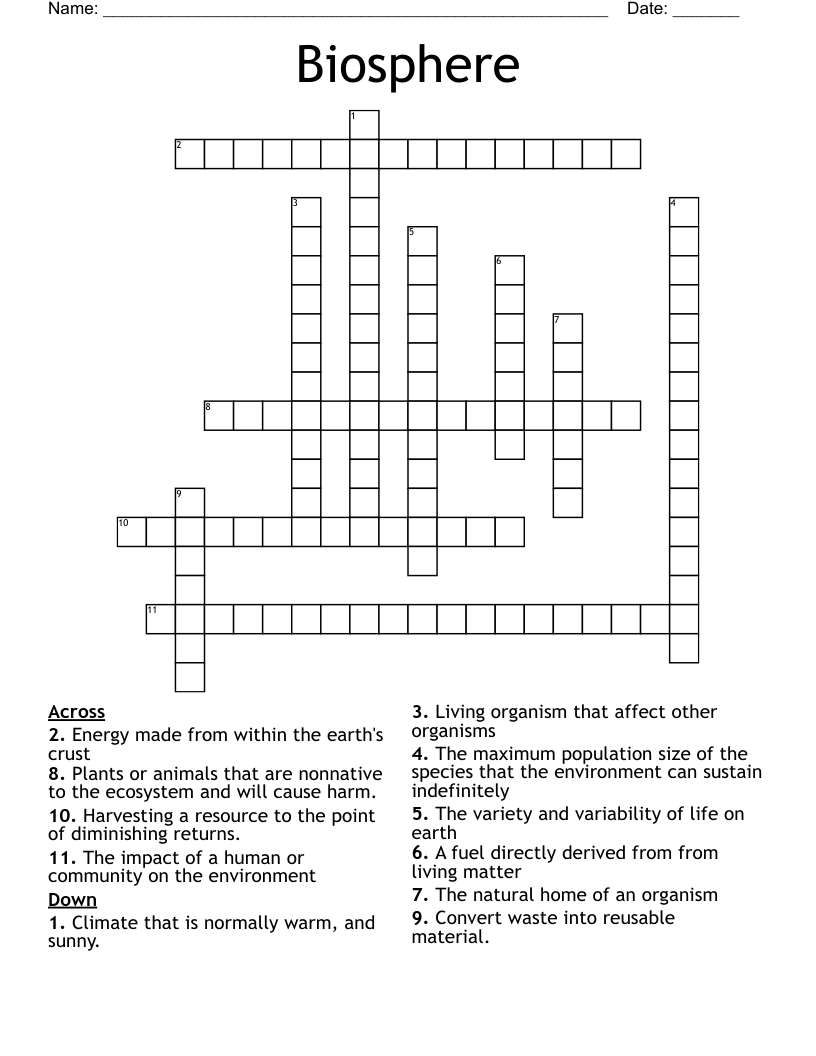 Biosphere  Crossword