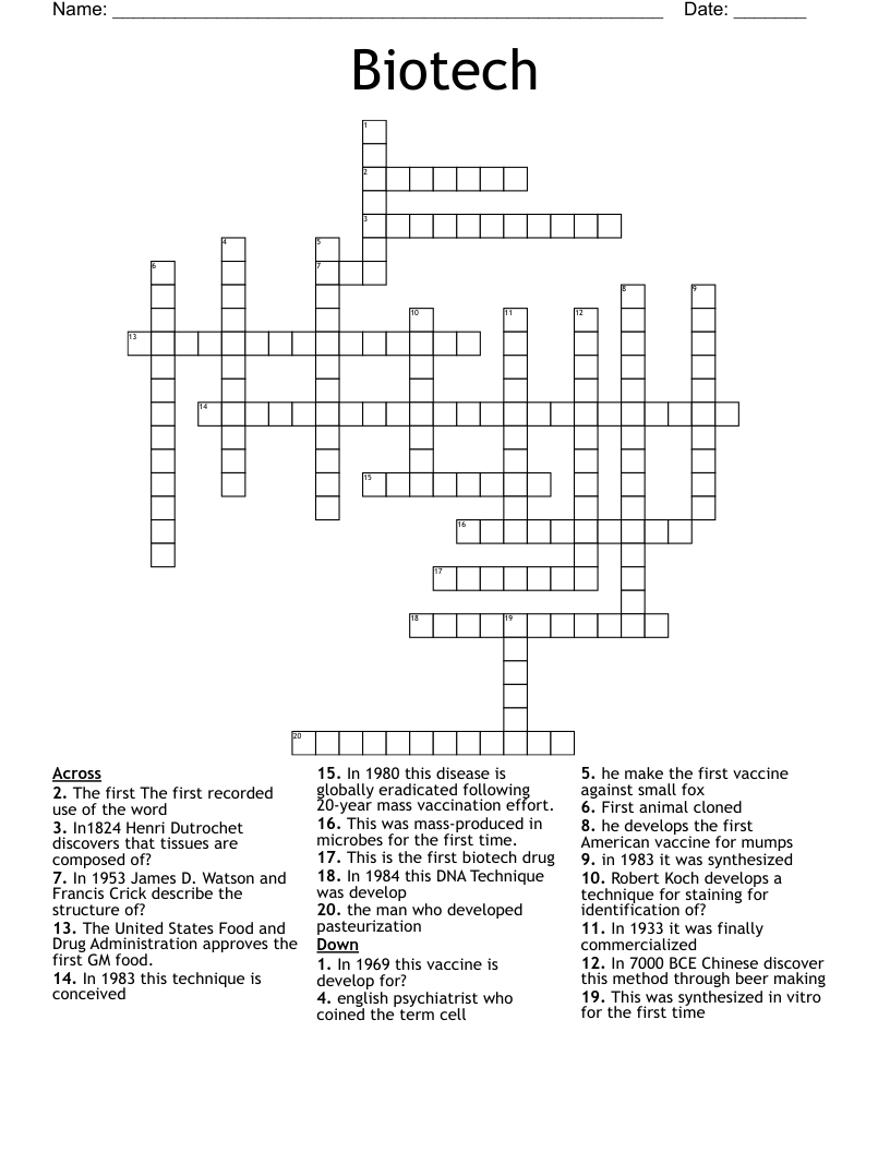 Biotech Crossword