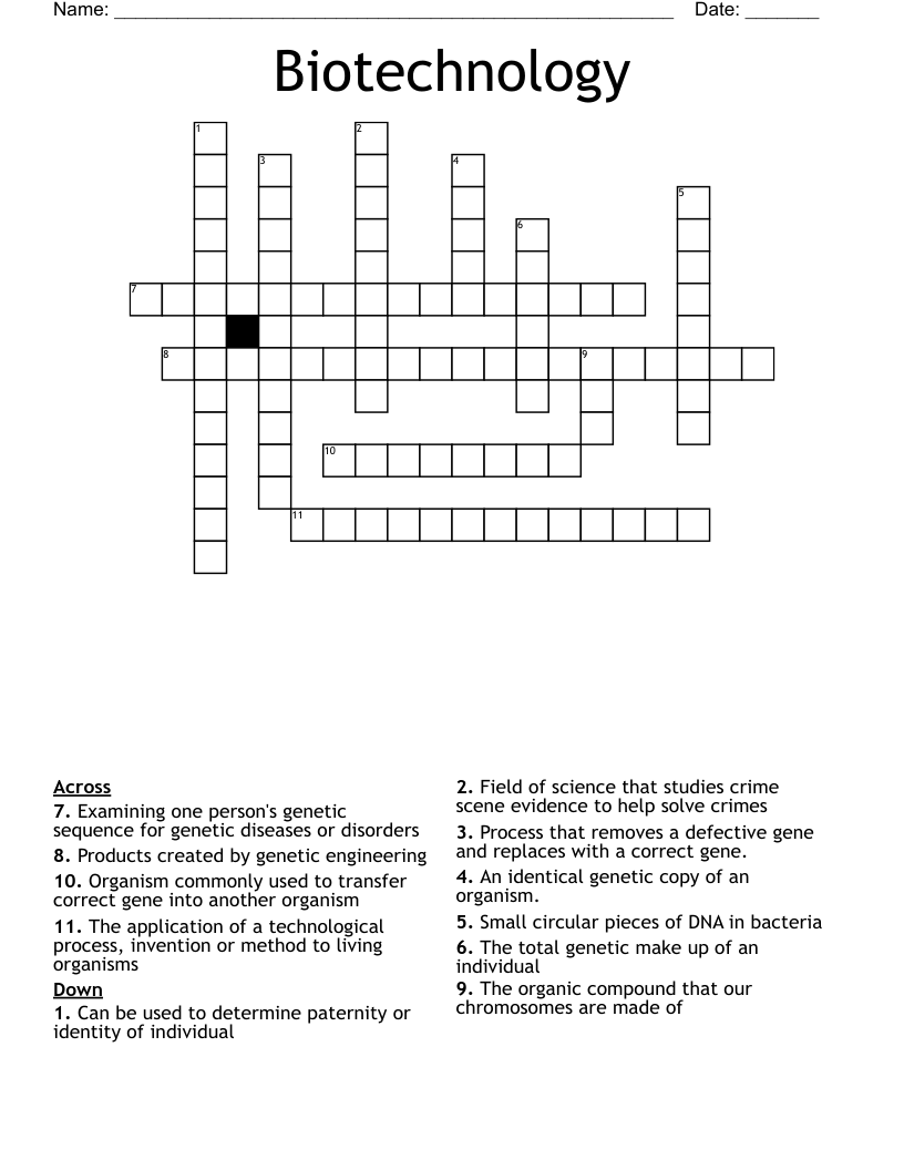 Biotechnology Crossword