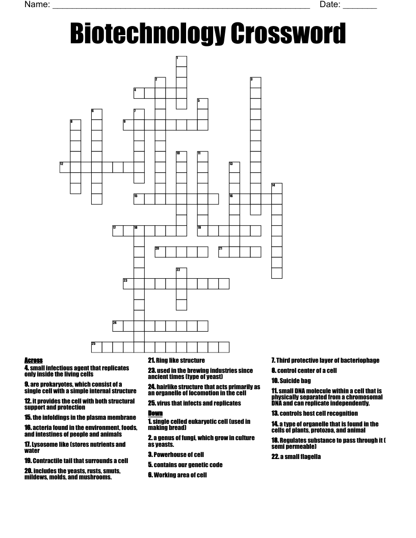Biotechnology Crossword 