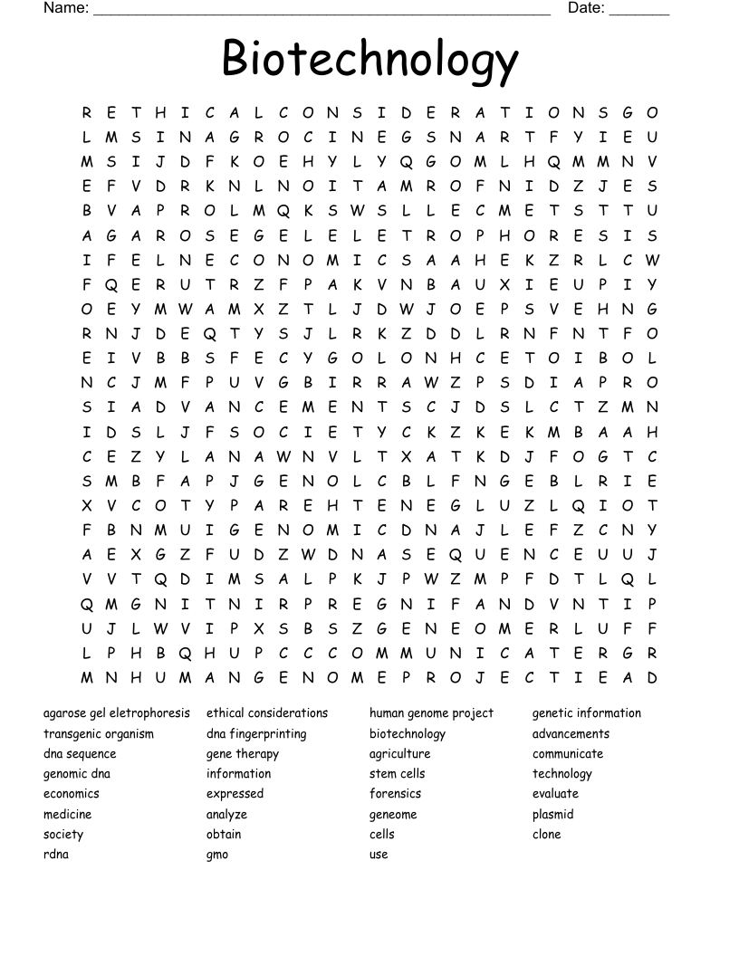 Biotechnology  Word Search