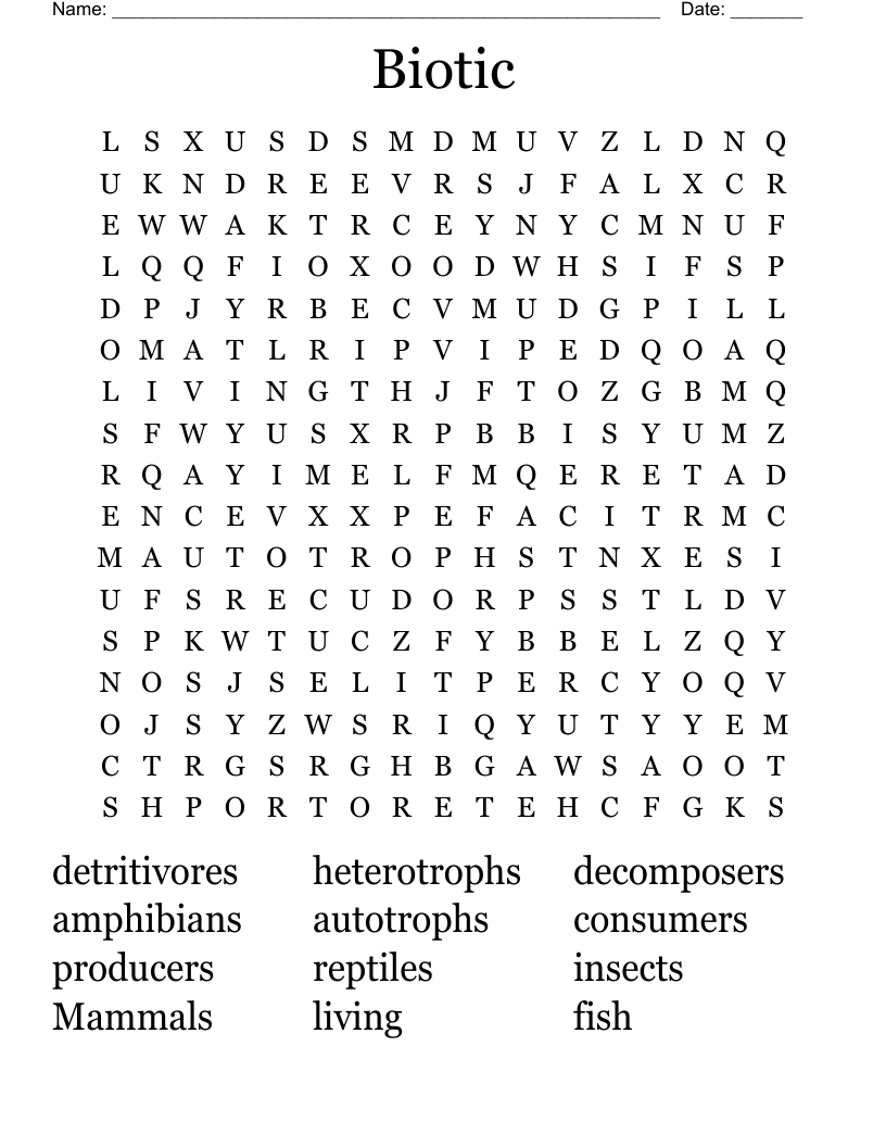 Biotic  Word Search