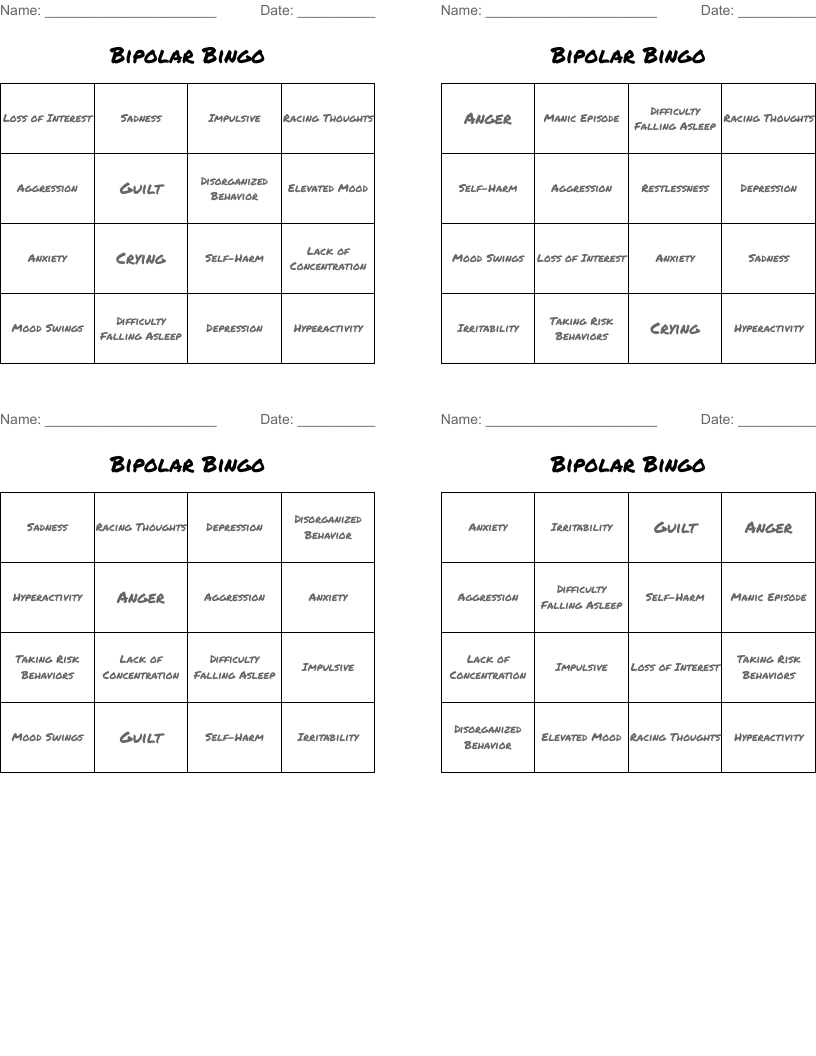 Bipolar Bingo