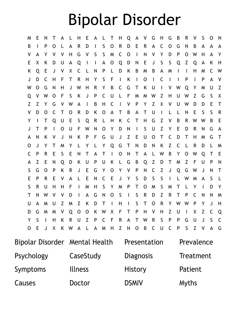 Bipolar Disorder Word Search