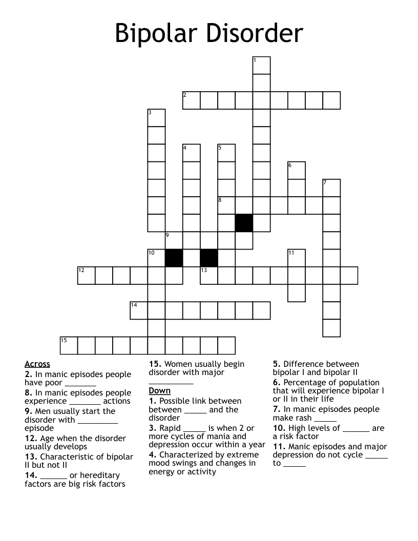 Bipolar Disorder Crossword