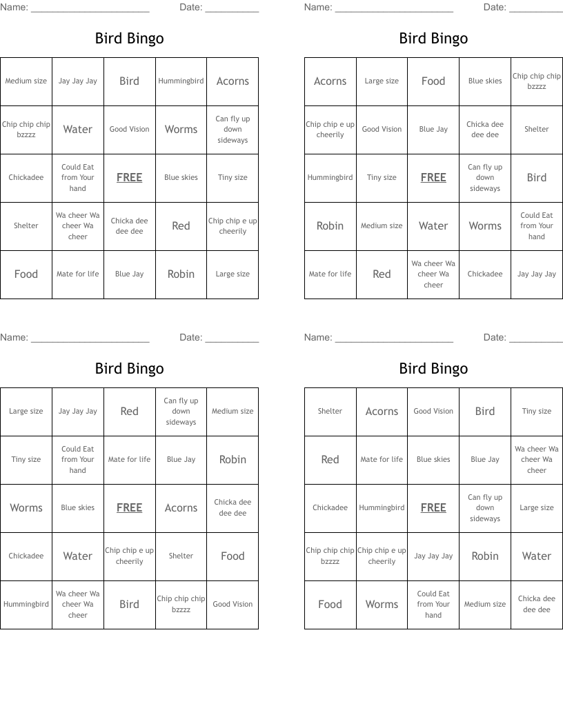Bird Bingo