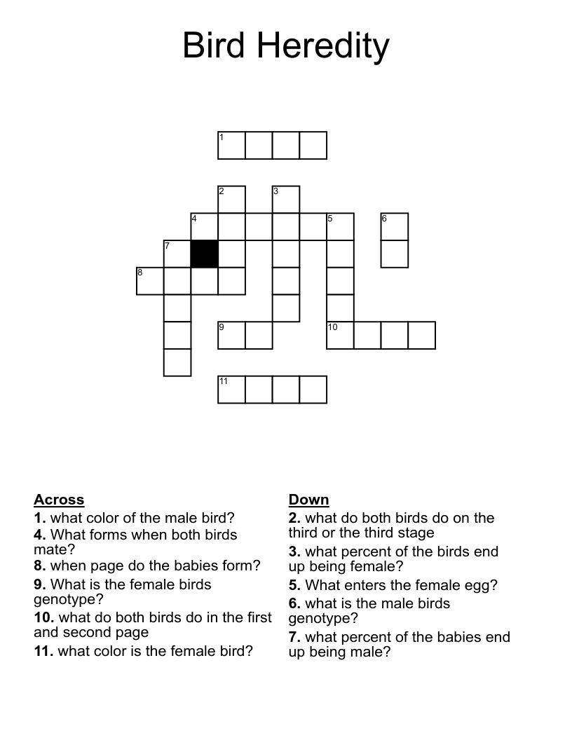 Bird Heredity Crossword
