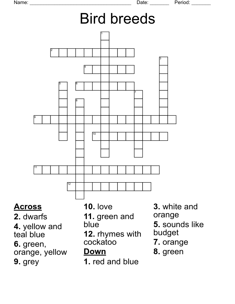 Bird breeds Crossword