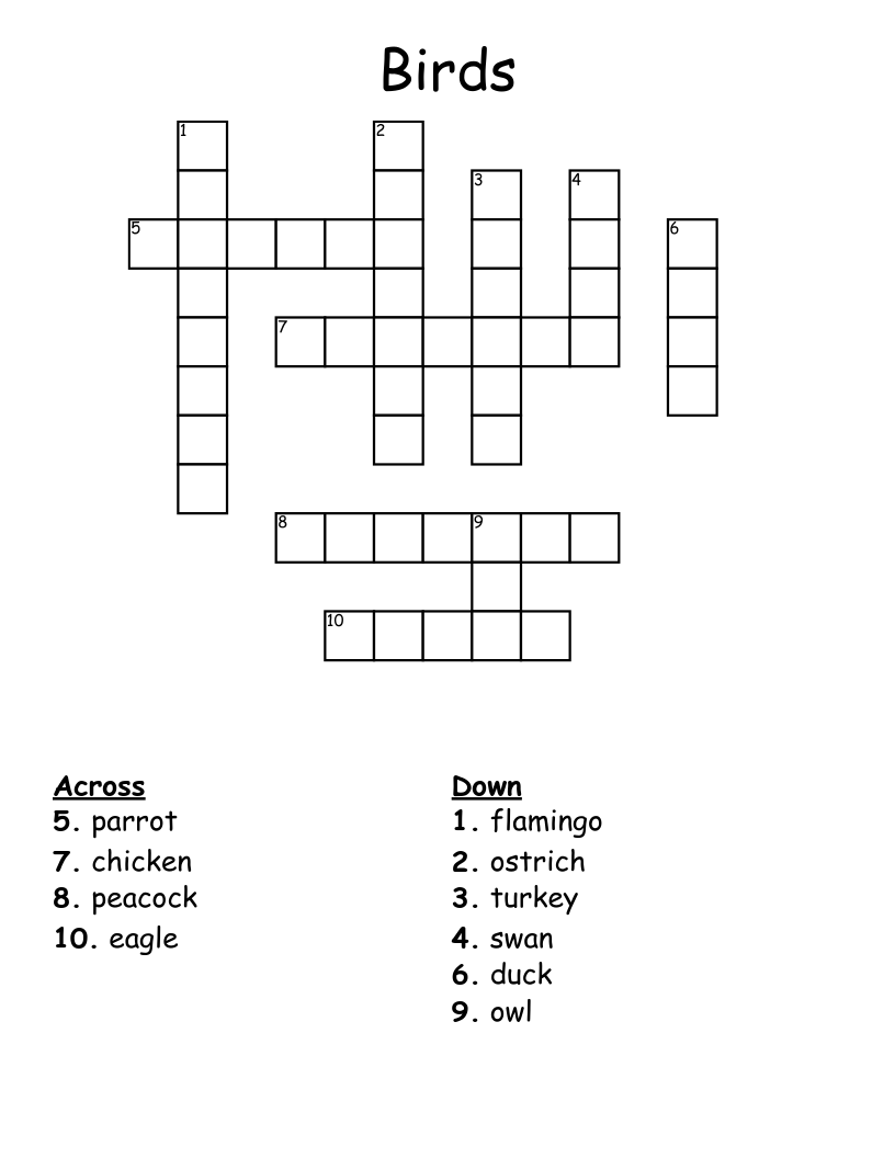 Birds Crossword