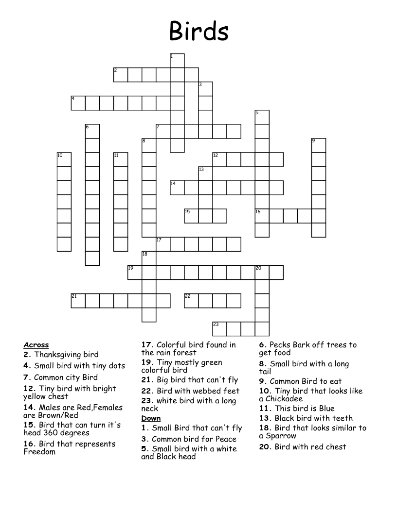 Birds Crossword