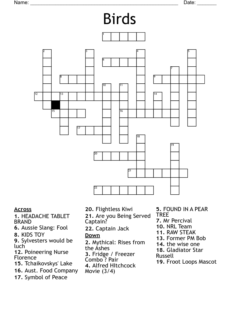 Birds Crossword
