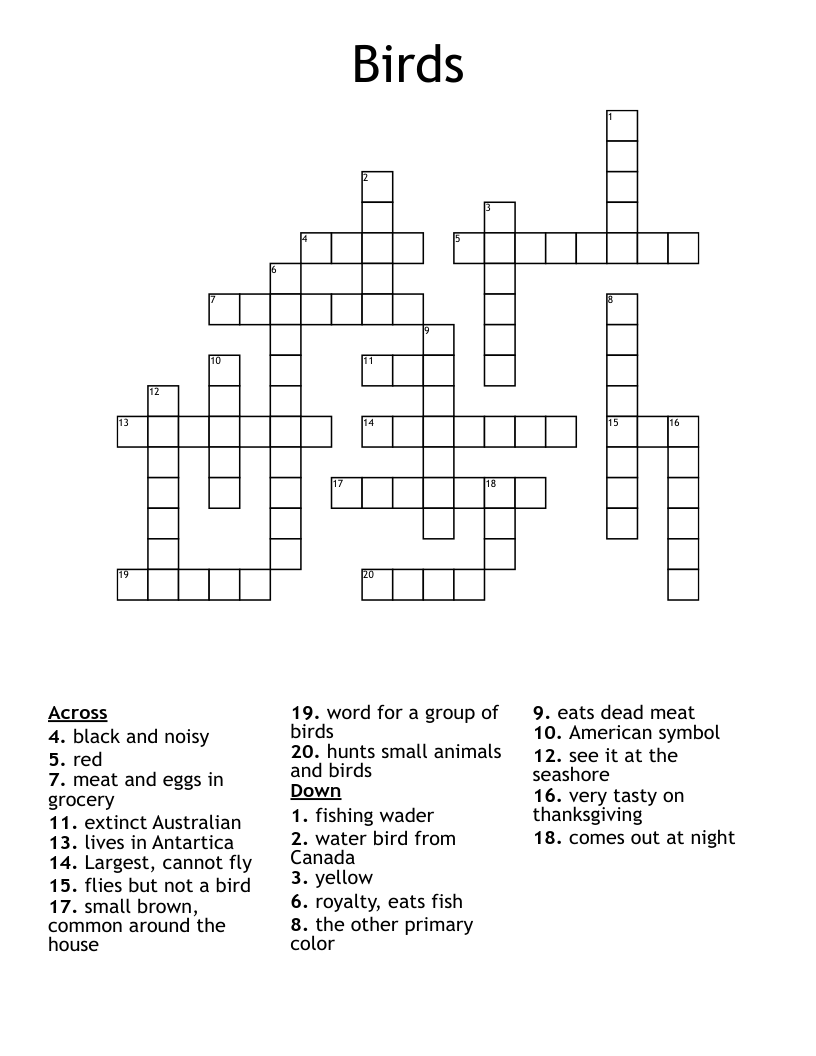 Birds Crossword