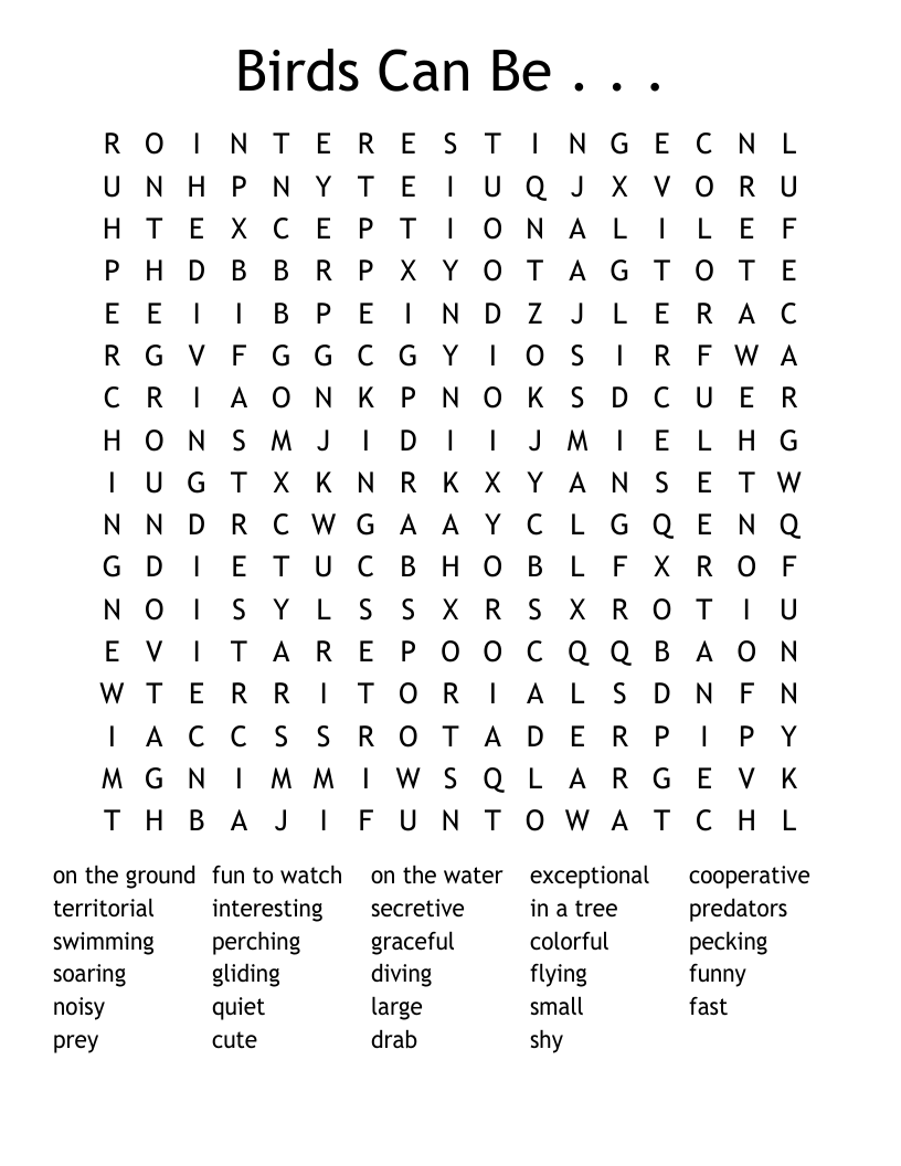 Birds Can Be . . . Word Search
