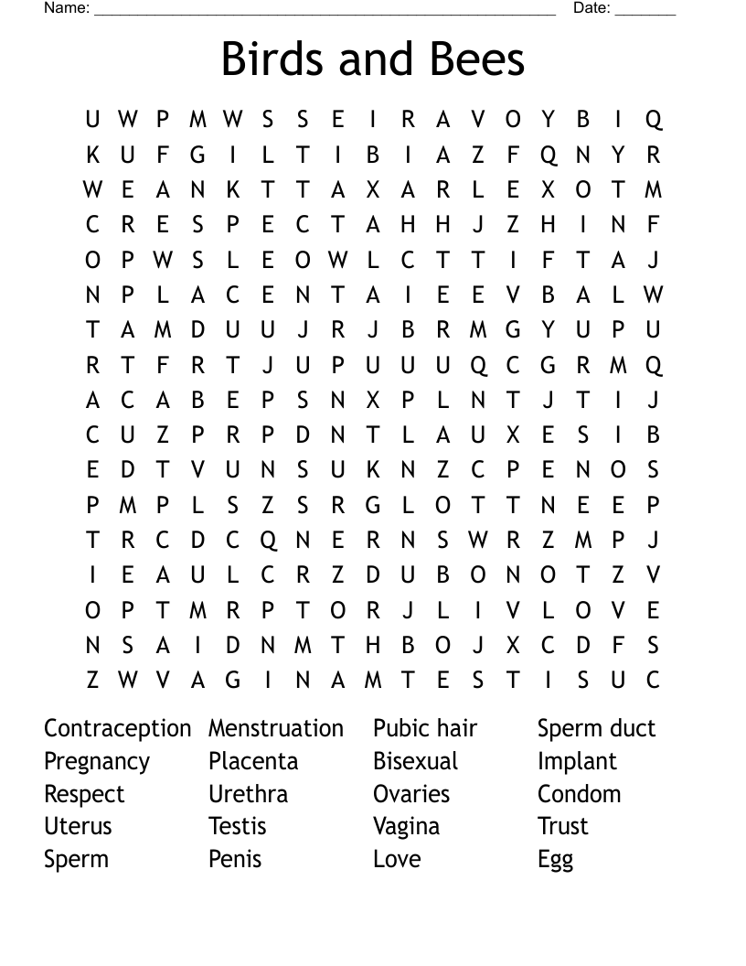 Birds and Bees Word Search
