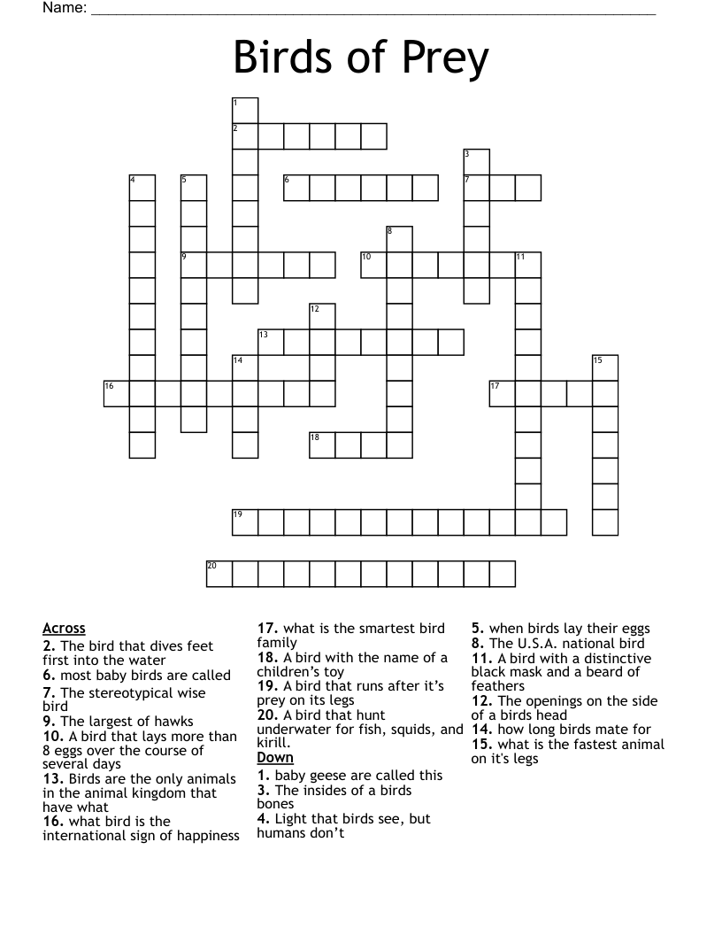 Birds of Prey  Crossword