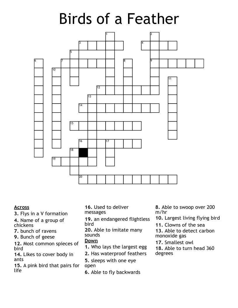 Birds of a Feather Crossword