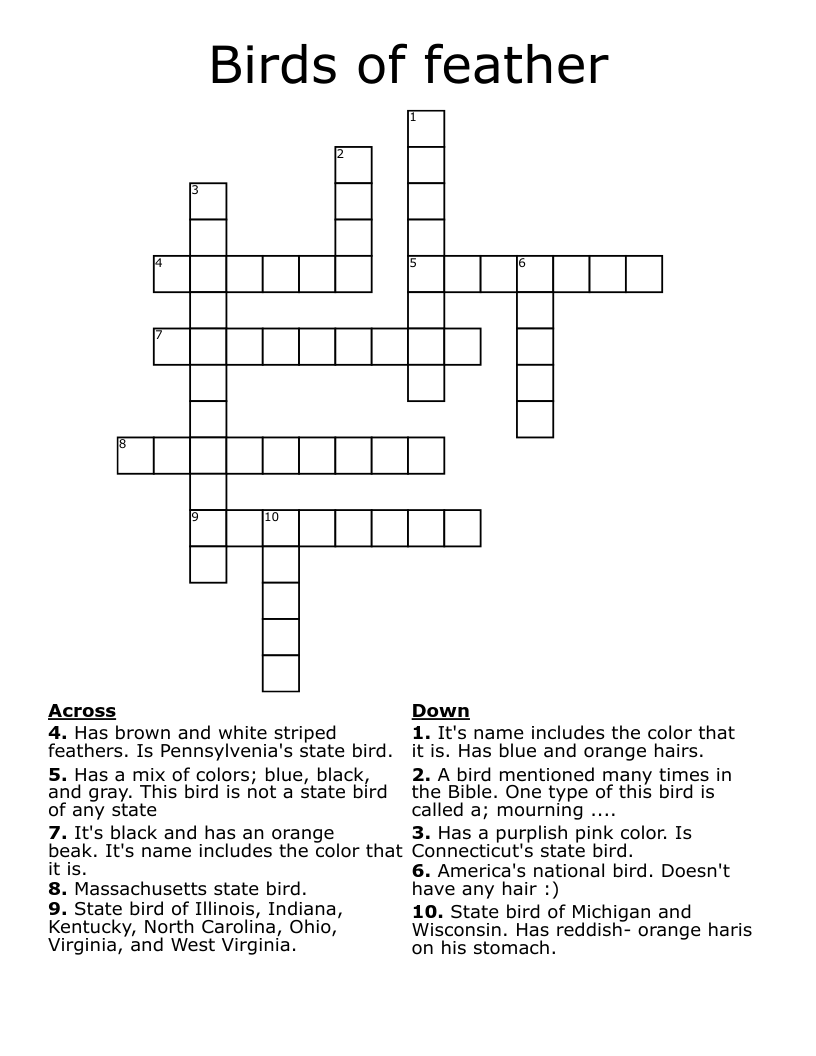 Birds of feather Crossword