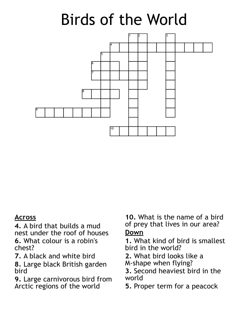 Birds of the World Crossword