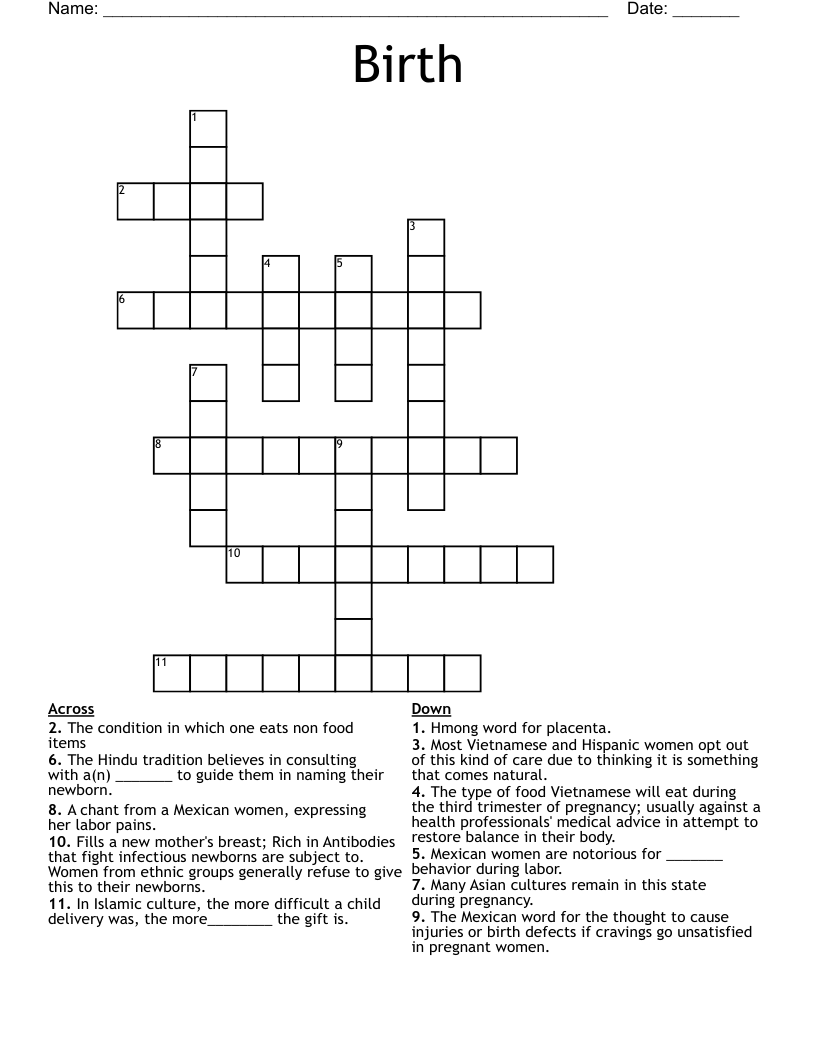 Birth Crossword