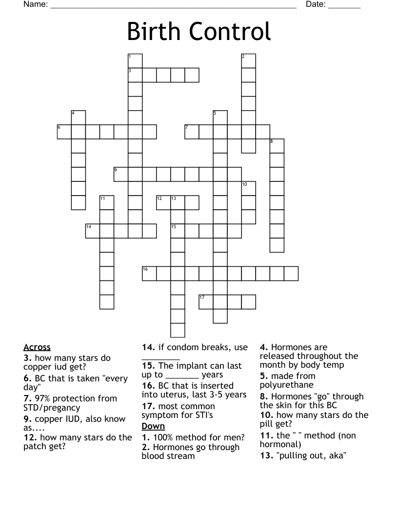 Birth Control Crossword