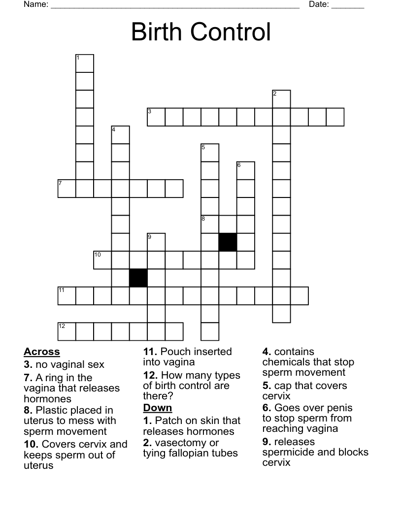 Birth Control Crossword