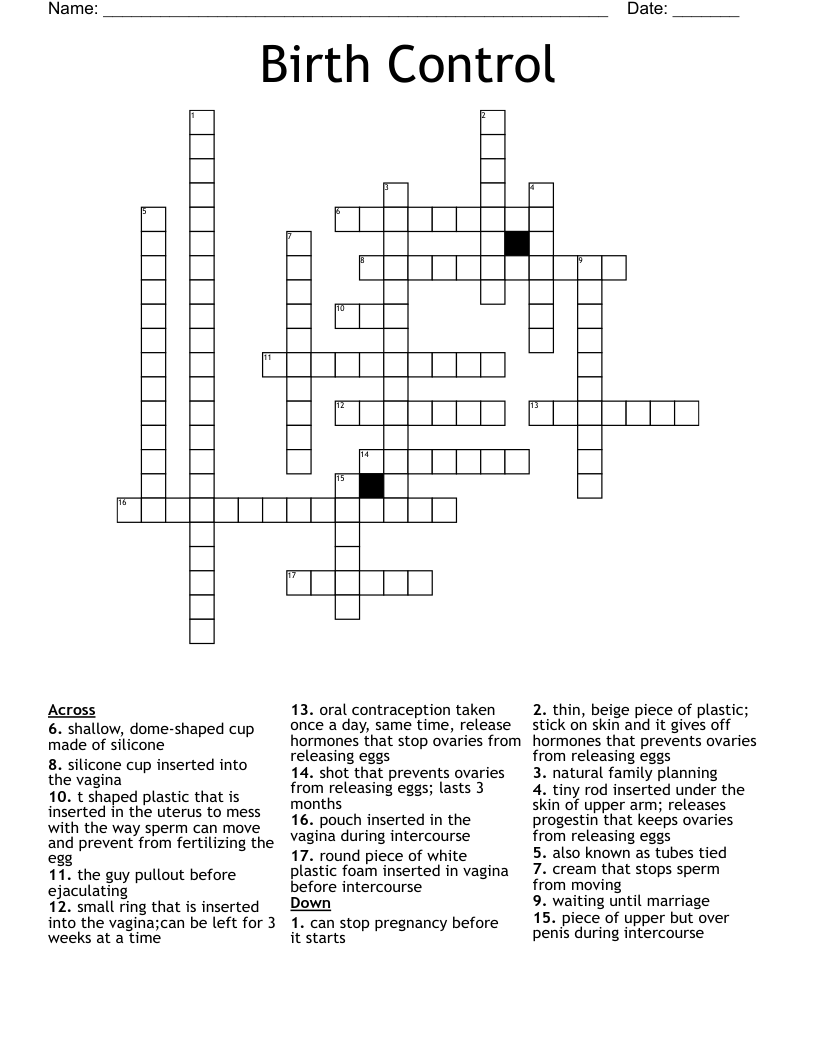 Birth Control Crossword