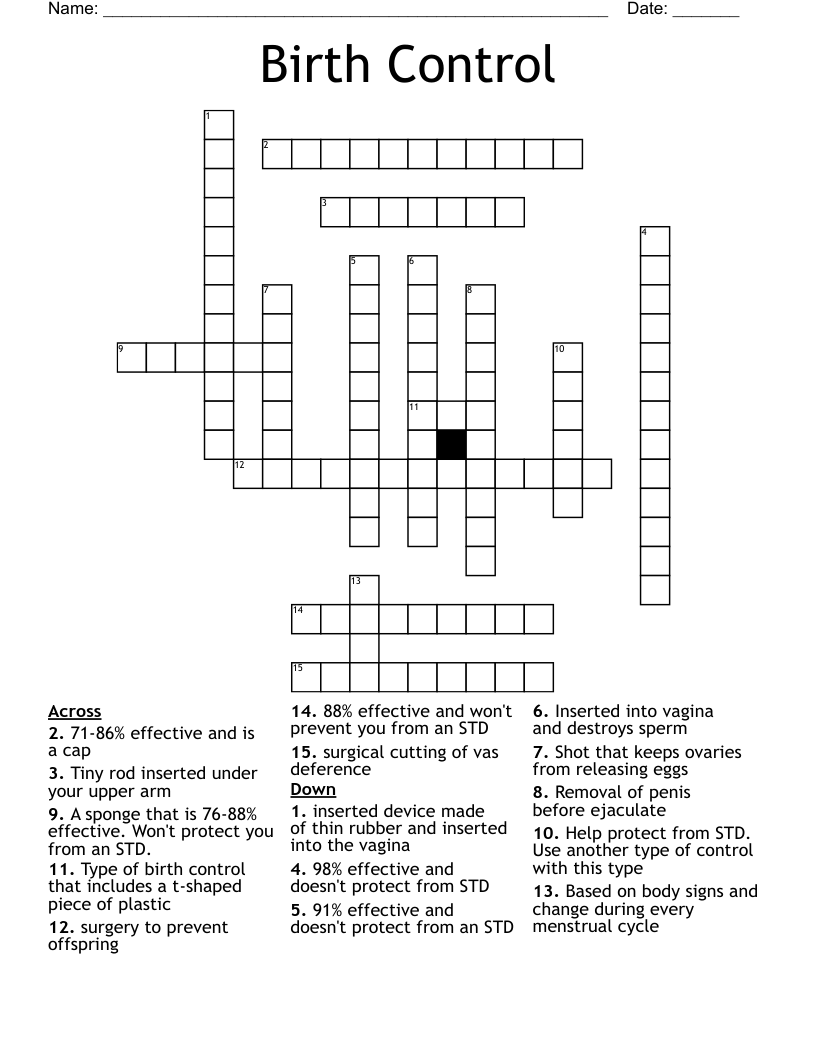 Birth Control  Crossword