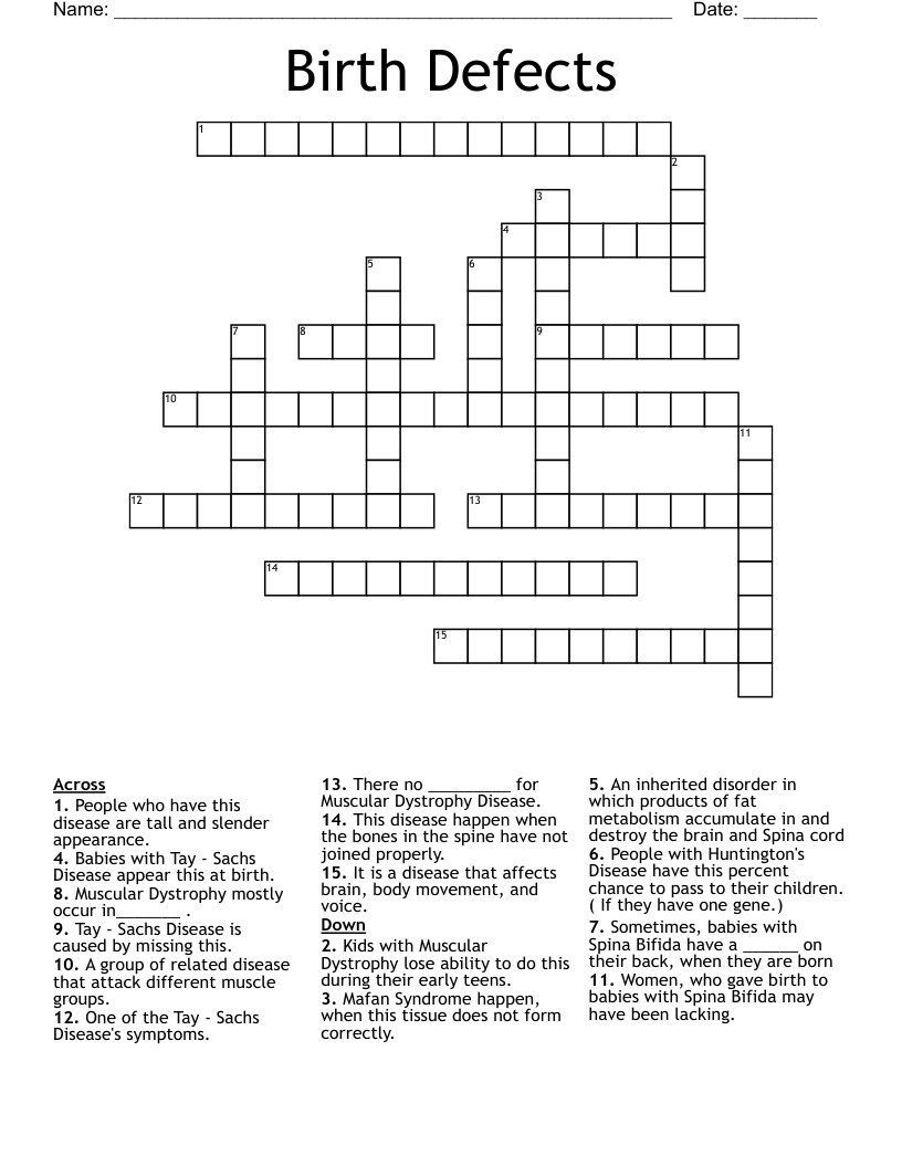 Birth  Defects Crossword