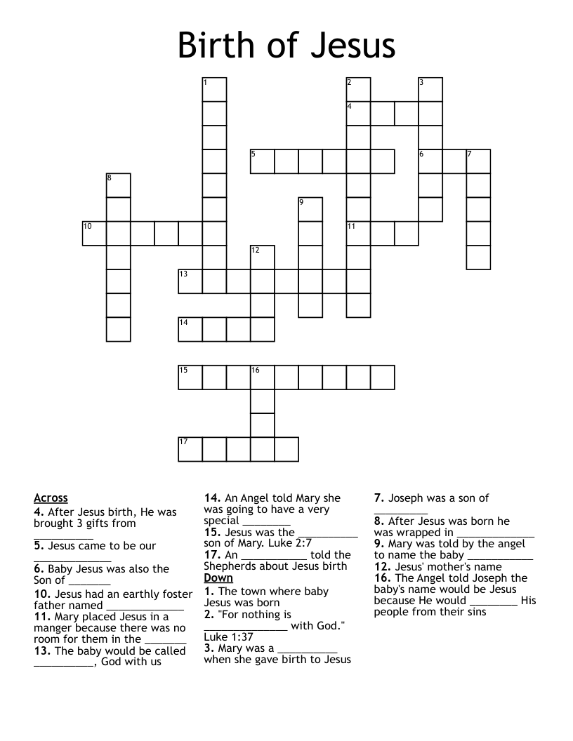 Birth of Jesus Crossword