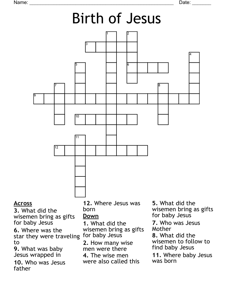 Birth of Jesus Crossword