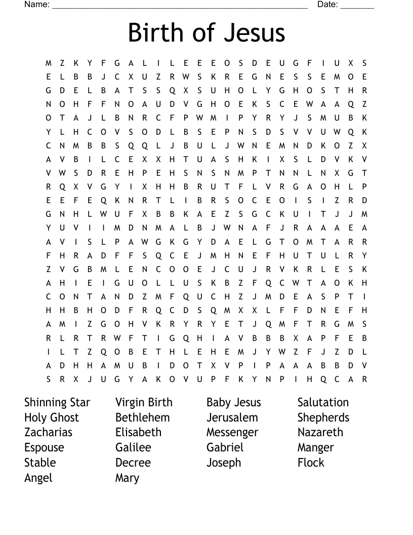 Birth of Jesus Word Search