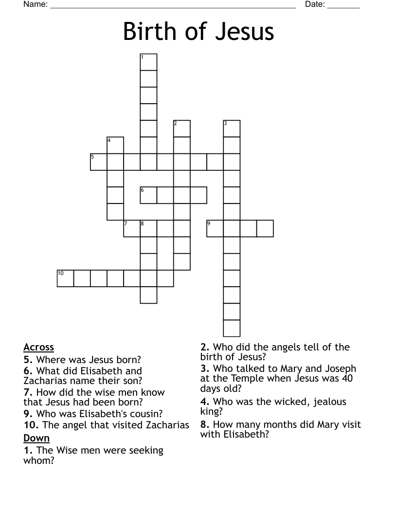 Birth of Jesus Crossword