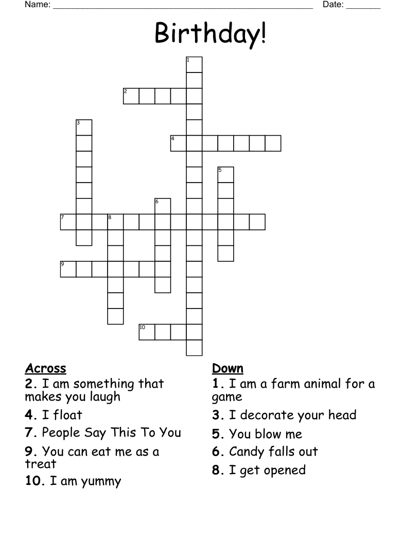 Birthday! Crossword