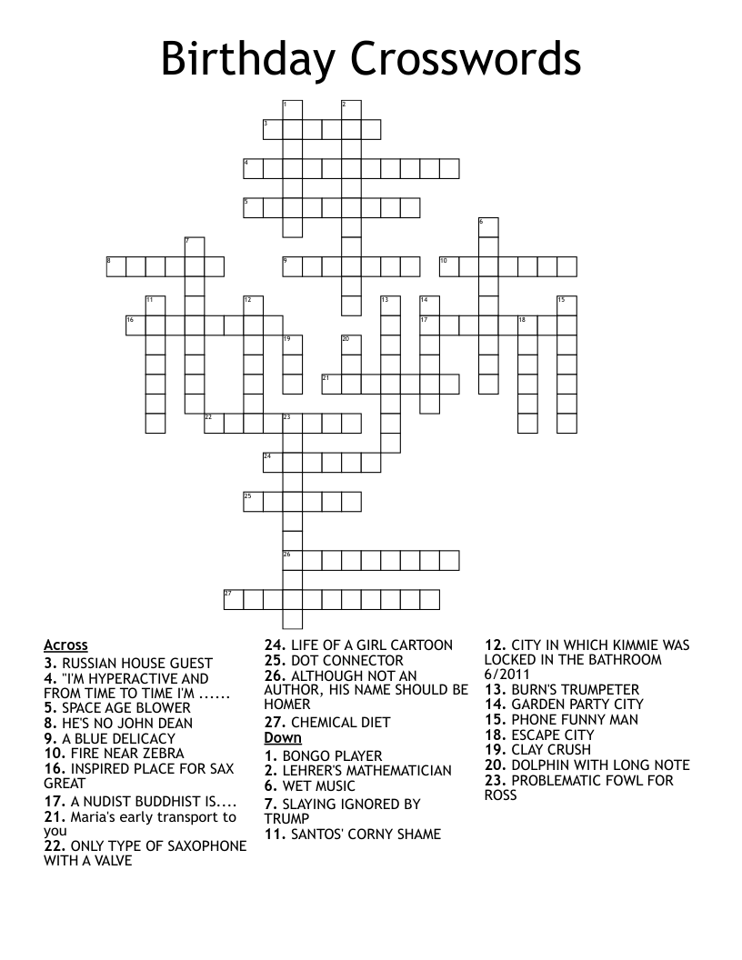Birthday Crosswords
