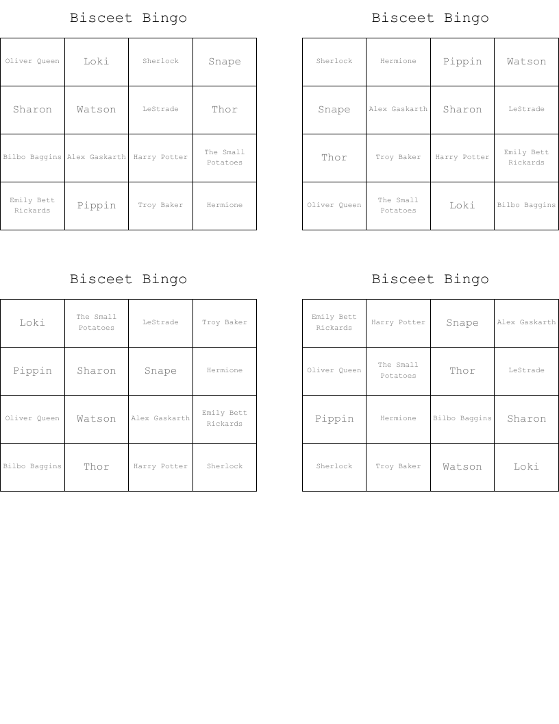 Bisceet Bingo