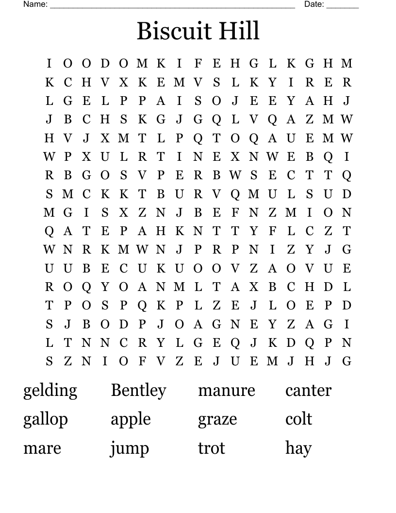 Biscuit Hill Word Search
