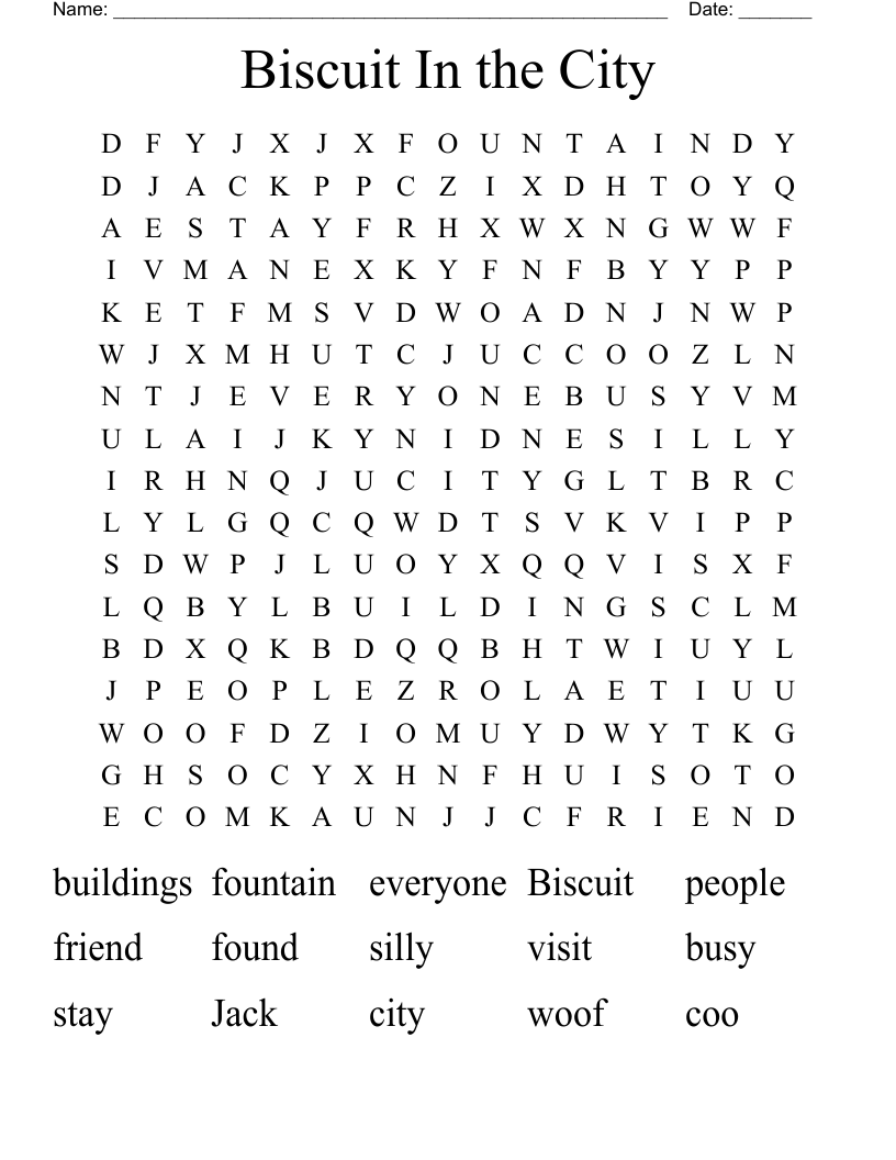 Biscuit In the City Word Search