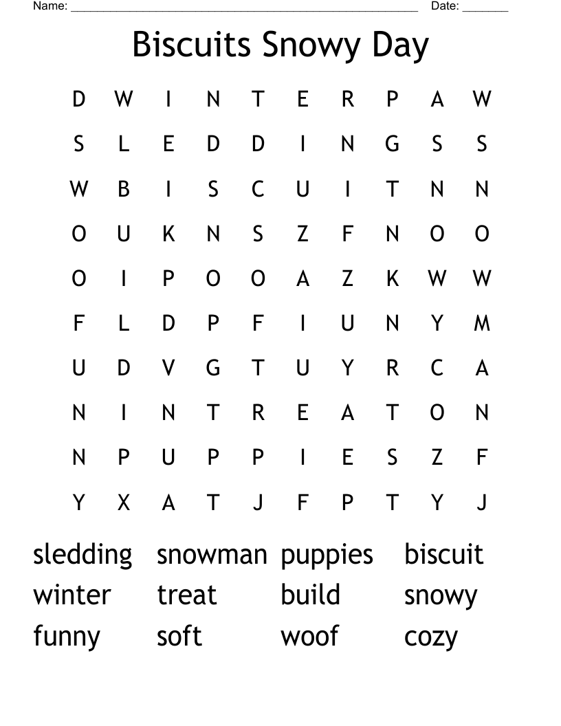 Biscuits Snowy Day  Word Search