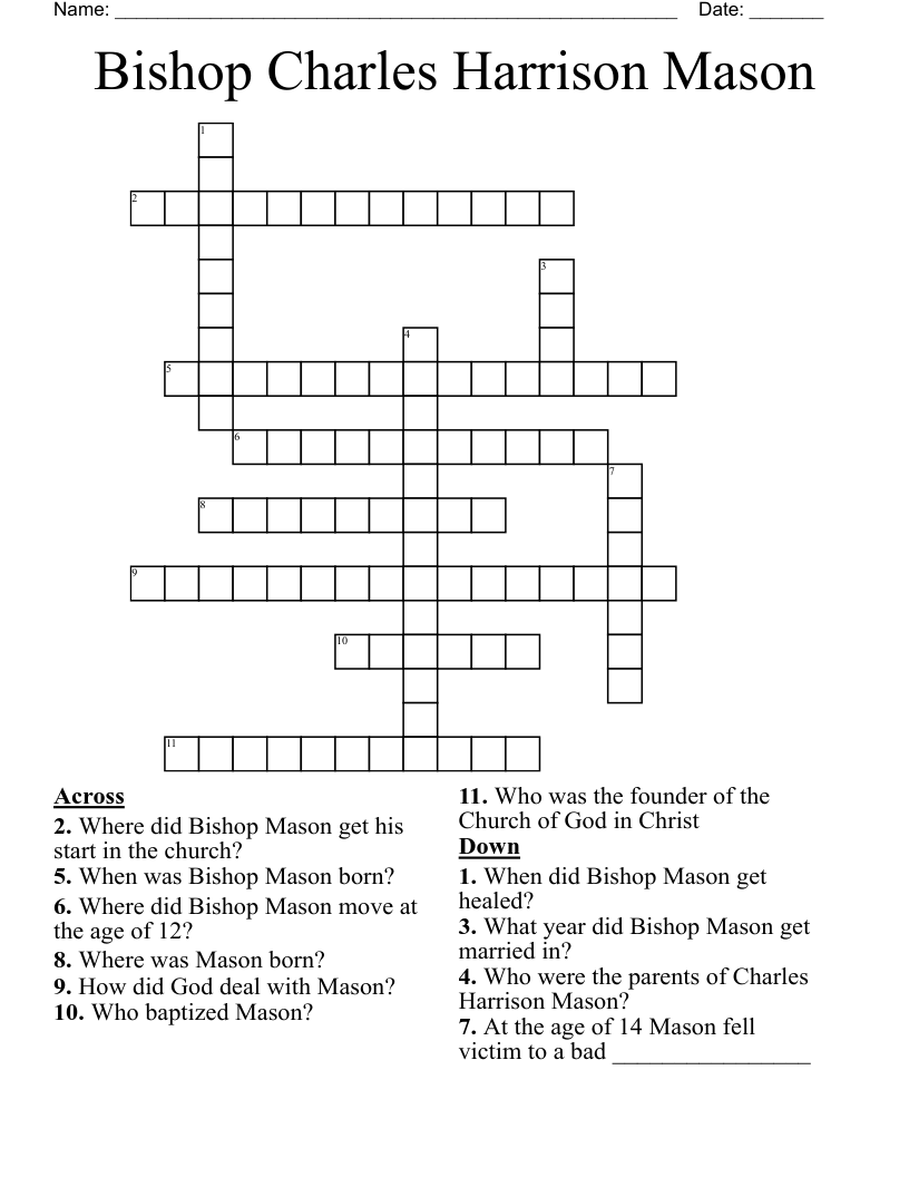 Bishop Charles Harrison Mason Crossword