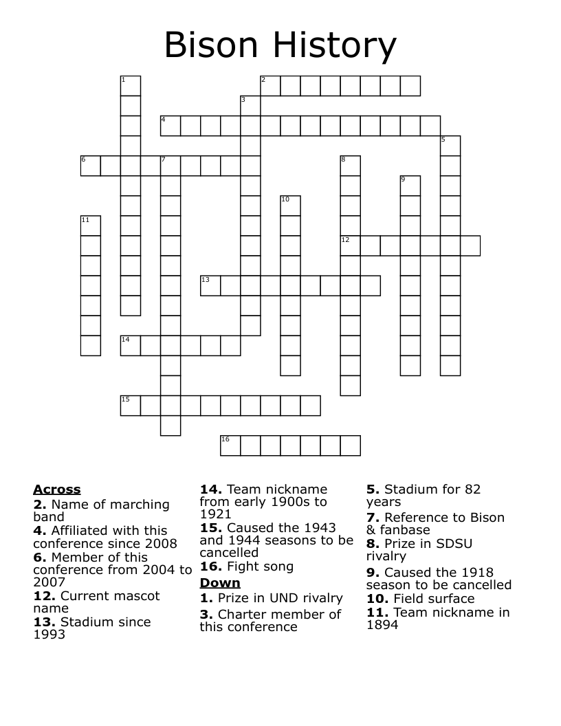 Bison History Crossword