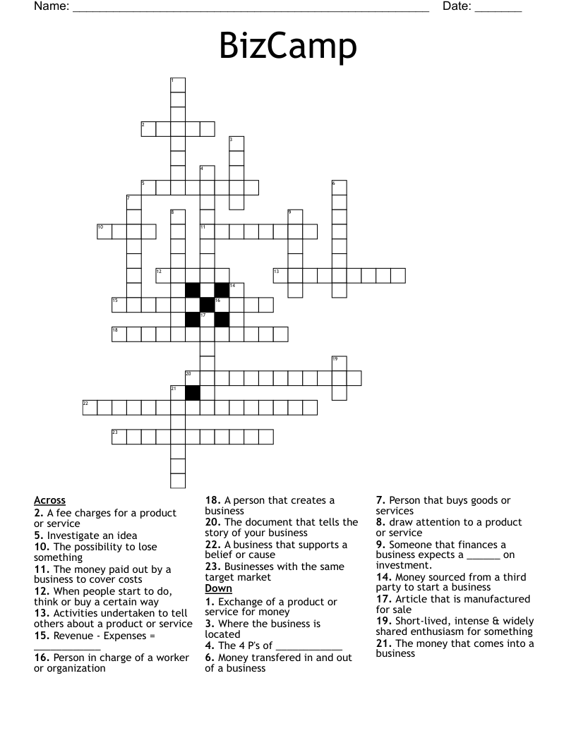 BizCamp Crossword