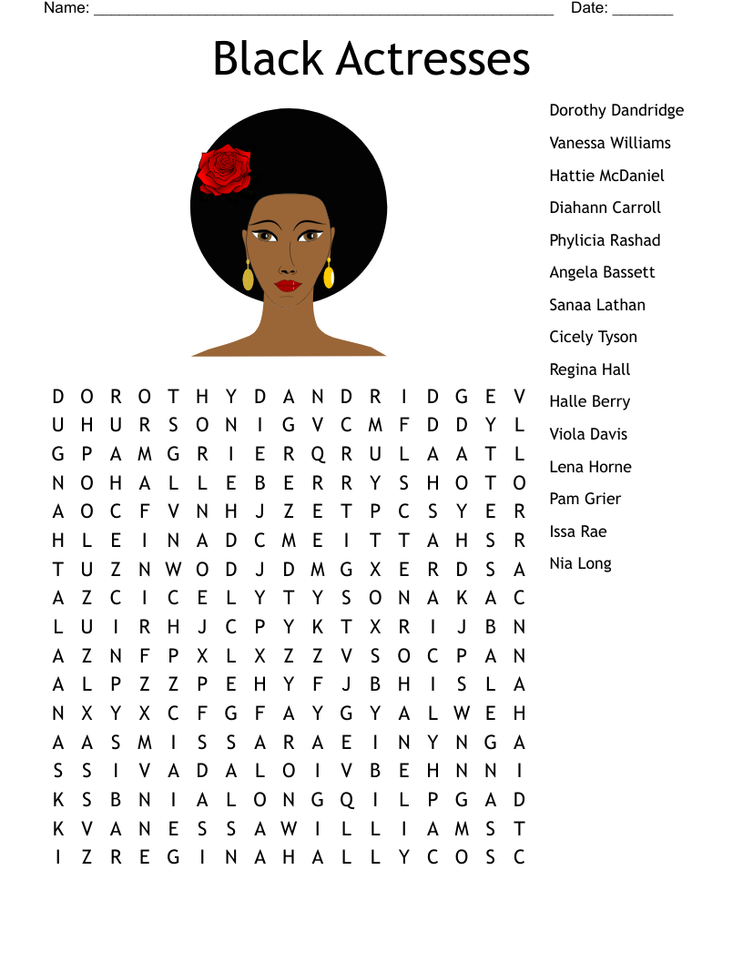 Black Actresses  Word Search