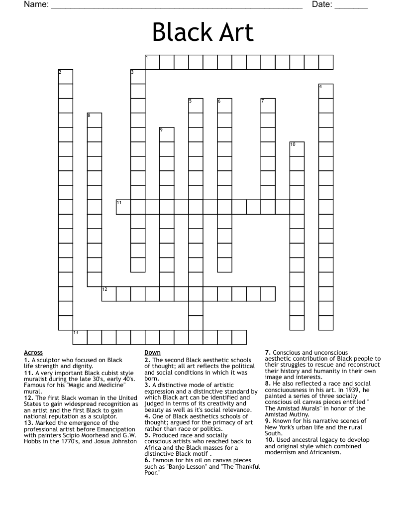 Black Art  Crossword