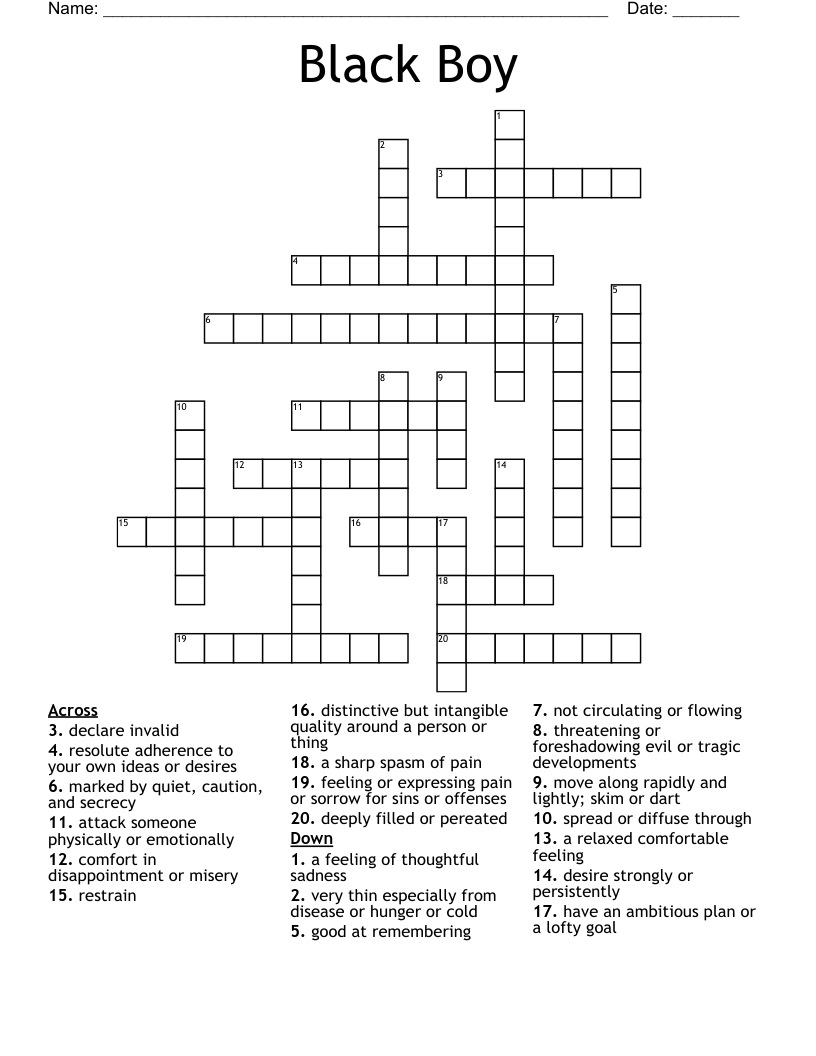 Black Boy Crossword