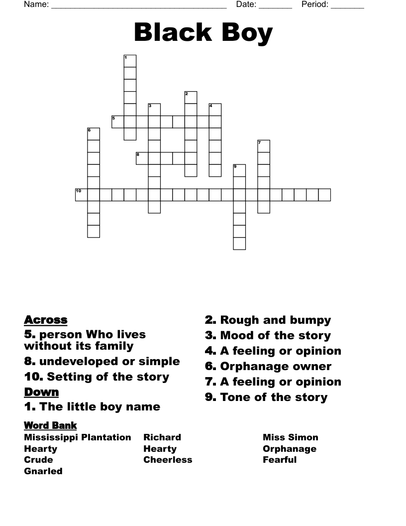 Black Boy Crossword